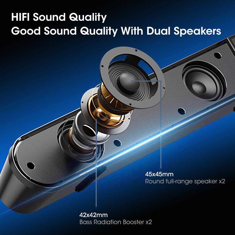 Niye 4D Computer Speakers Sound Box USB Wired High Quality Subwoofer Sound Bar for Tv PC Laptop Phone MP4 Reg Led Light
