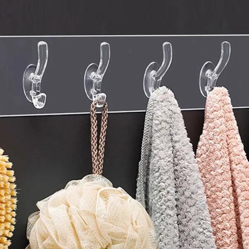Hook Transparent Bathroom Wall Hanging Home Finishing Storage Tool Punch-free Continuous Row of Hooks Strong and Seamless Door Hanger