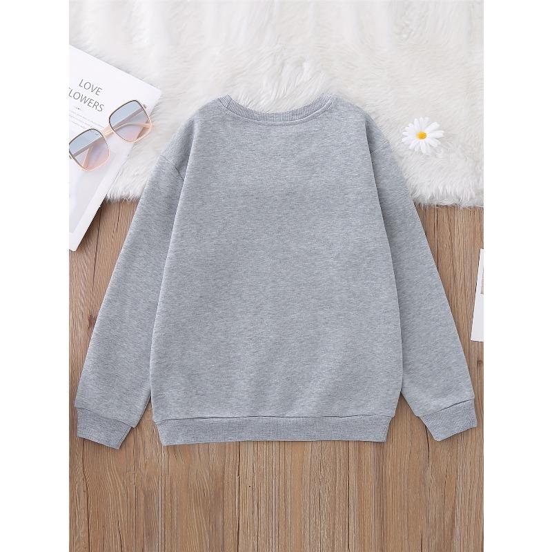 Girl's Cute ''Christmas'' Graphic Crew Neck Sweatshirt Comfy Loose Tops, Fall/Spring Sweater For Sports, Party, Gift