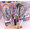 New popular cartoon anime girl replaceable pen core set cartoon press pencil school office stationery set gift