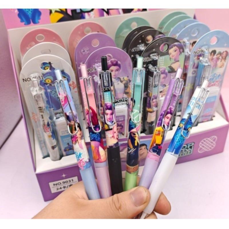 New popular cartoon anime girl replaceable pen core set cartoon press pencil school office stationery set gift