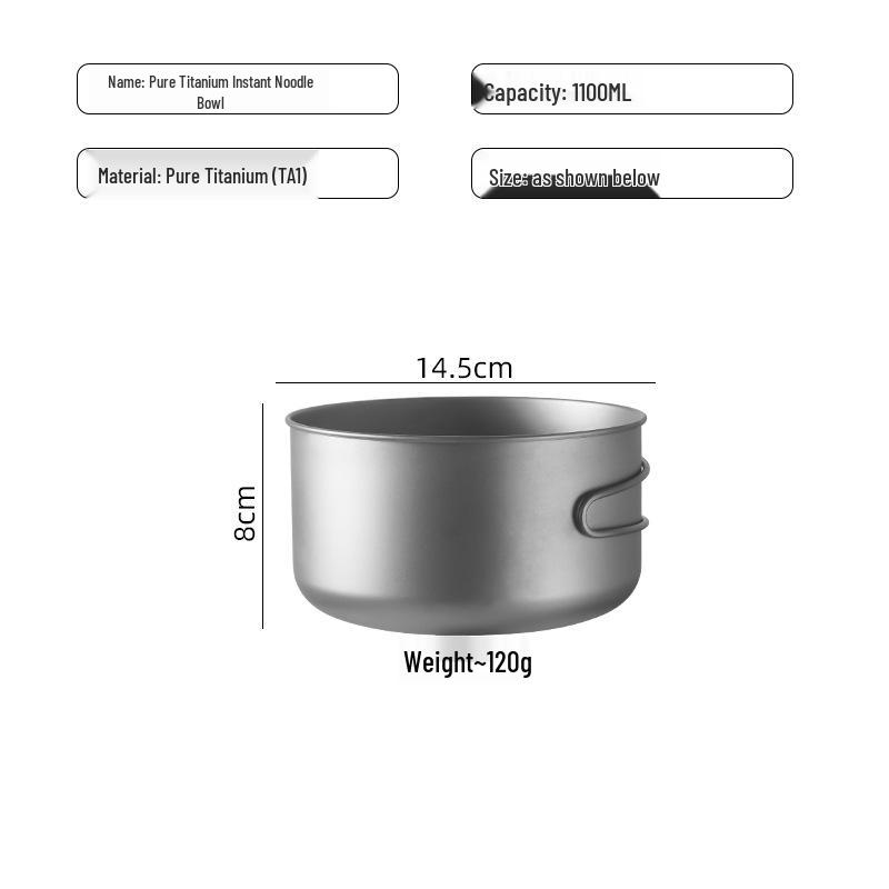 

Pure Titanium Lightweight Camping Noodle Bowl & Bento Box with Lid - Picnic & Cookware Set