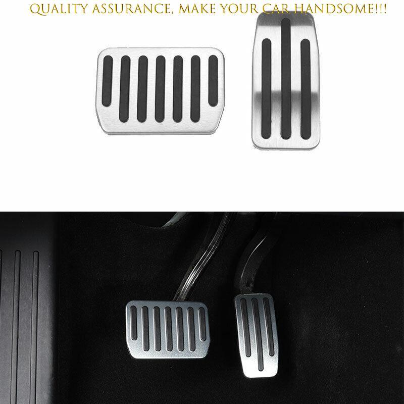 For Tesla Model 3 Y 2017-2023 Silver Alloy Brake Accelerator Pedal Pad Cover 2PC
