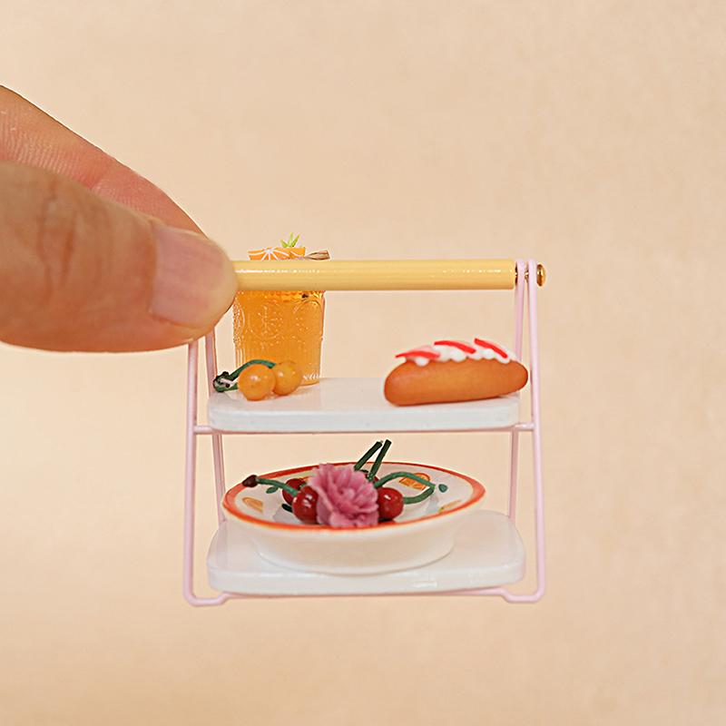 1/12 Dollhouse Food Pallet Rack Mini Tray Holder Model Dollhouse Kitchen Furniture Decoration Dolls House Scene Decor Accessory