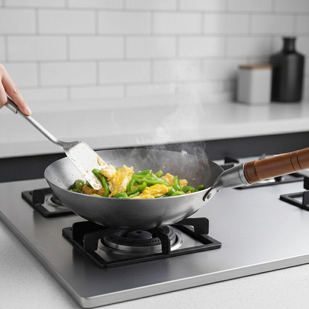 Universal Hand Hammered Iron Wok Round-bottomed Frying Pot Multifunctional Non-stick Pan  Home
