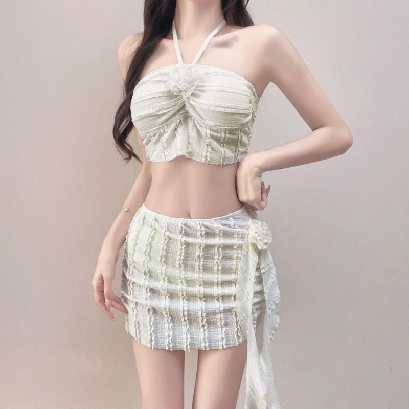 Thai Sexy White Bikini Two-piece Set Fairy Style Hot Girl Vacation Student Swimsuit
