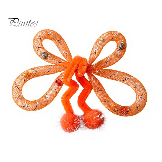 Kitten Enrichment Toys Mesh Tube Cat Toy, Butterfly Shape Interactive Chew Toy with Bells Flexible Bendable And Plush Balls, for Indoor Cats