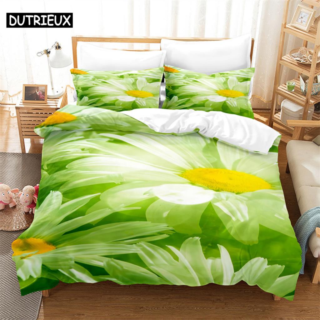 Green Flowers Queen Bedding Set Duvet Cover Set Bedding Comforter Bedding Sets Bed Linen King Size Duvet Cover Bedding Set