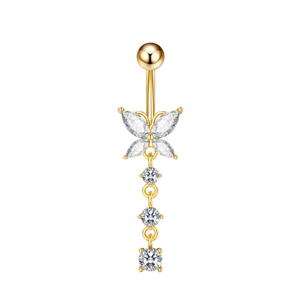 Butterfly Zircon Belly Button Ring - Creative Navel Piercing Jewelry