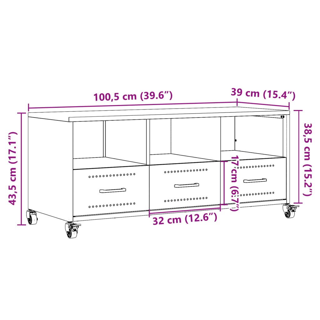 TV Stand White 100.5 x 39 x 43.5 cm Steel