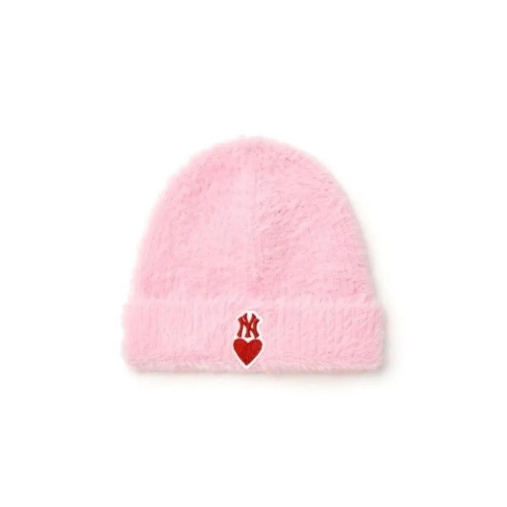 [MLB] Kids  Cap IQC 7ABNH0146-50PKL Heart Mink Beanie New York Yankees FREE