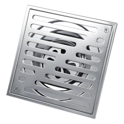 Scarico a pavimento quadrato in acciaio inox antiodore per bagno, scarico doccia di grosso calibro (Argento)