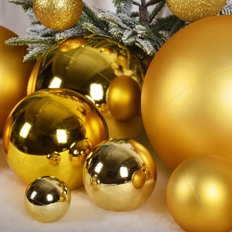 Christmas Tree Decorations: 3-10cm Electroplated Golden Plastic Balls