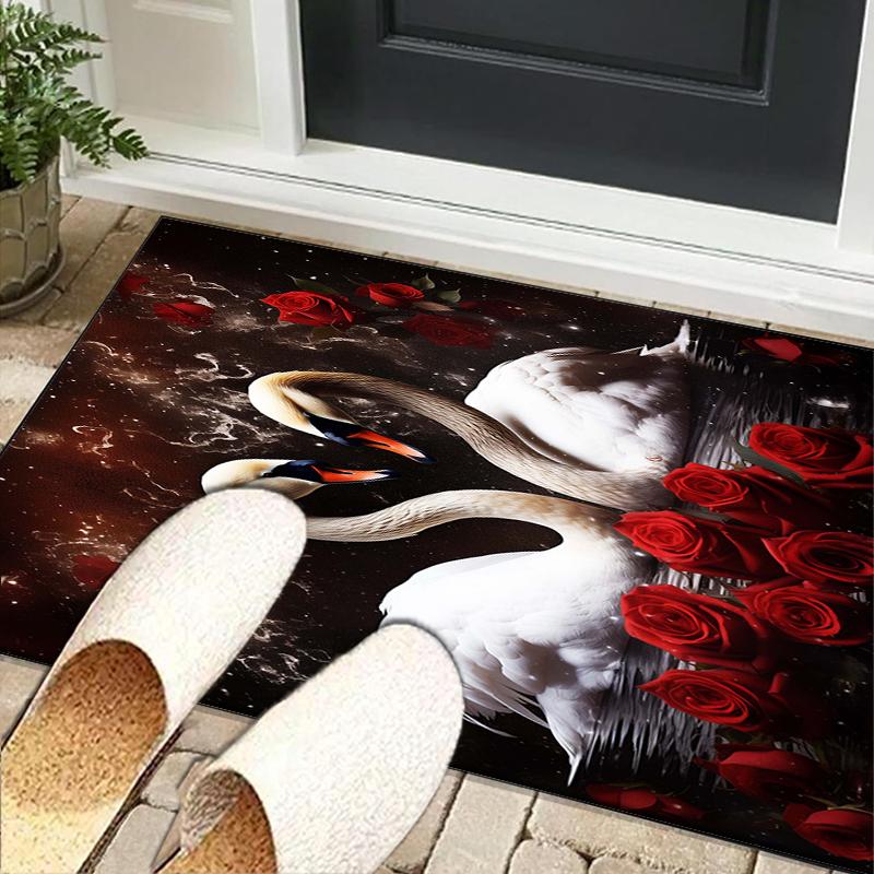 Swan And Lotus Fantasy Office Rug Chair Mat, Entryway Carpet, Suitable for Front Door, Bedroom, Living Room, Desk, Holiday Gift