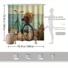 Coastal Bicycle Shower Curtain, Vintage Bike & Ocean Scene, Fade-Resistant Polyester, Machine Washable, Bath Decor