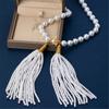 Imitation Pearls Bead Necklace Tassels Choker Elegant Fringes Neckchain Fashion Accessory for Sweaters and Waist
