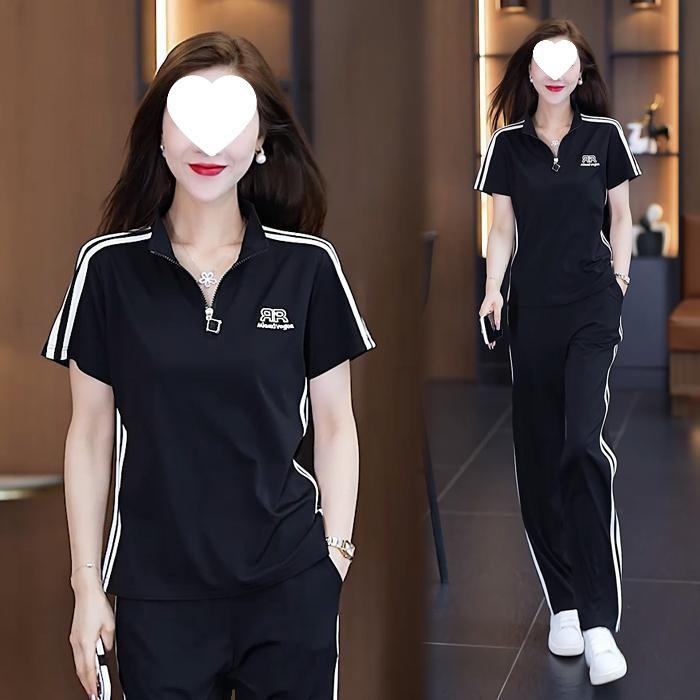 Summer Women's Korean Fashion Slimming Loose Age-reducing Casual Sportswear Suit Western Style Two-piece Set