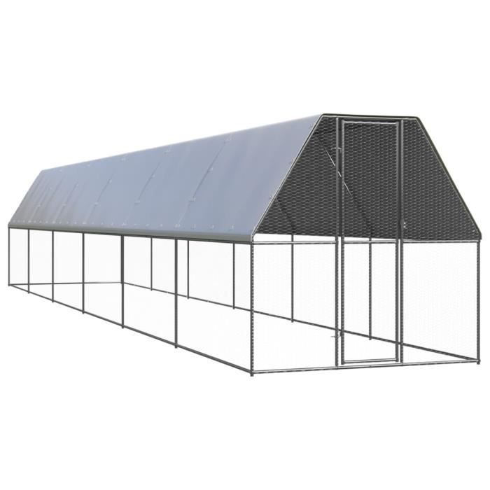 3154375 vidaXL Outdoor Chicken Coop 2x12x2 M Galvanized Steel