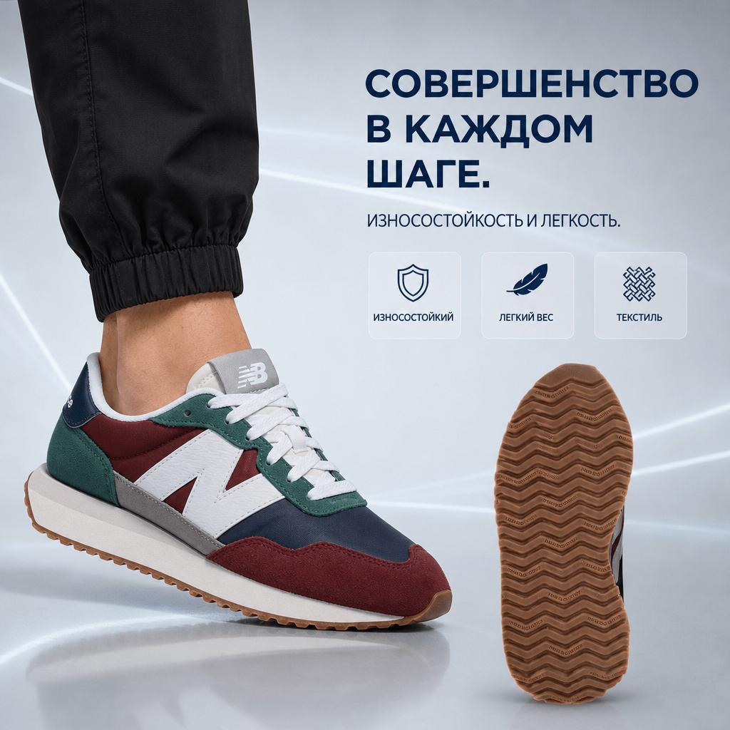 New Balance 237v1 Scarlet Team Forest Green Unisex Sneakers Red MS237EA