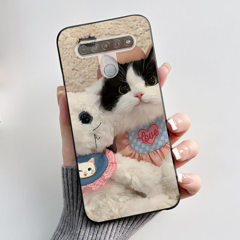 Cute Case For LG Q61 Capa For LG K61 Coque For LG Q70 Fundas Printing Shell Protective Cover Soft Silicone Cartoon Black Casing