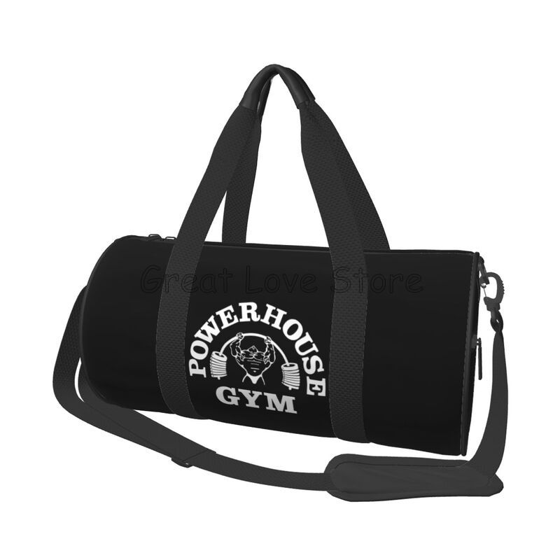 Powerhouse Gym Print Round Travel Duffel Bag Weekender Overnight handbag Portable Waterproof Luggage Tote Bag for Yoga Gym Sport