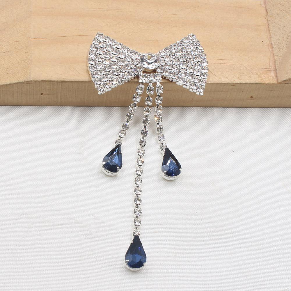 LKERAN New 2 Pieces of 37 * 80MM Welded Flat Bottom Bow, Rhinestone Tassel Clothing Bag Decoration DIY Accessories
