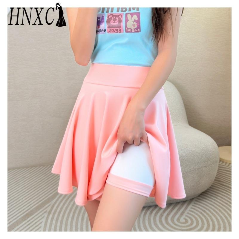 HNXC 16 Color Women's Fashion Casual Solid Color Print Summer Spring Skirt