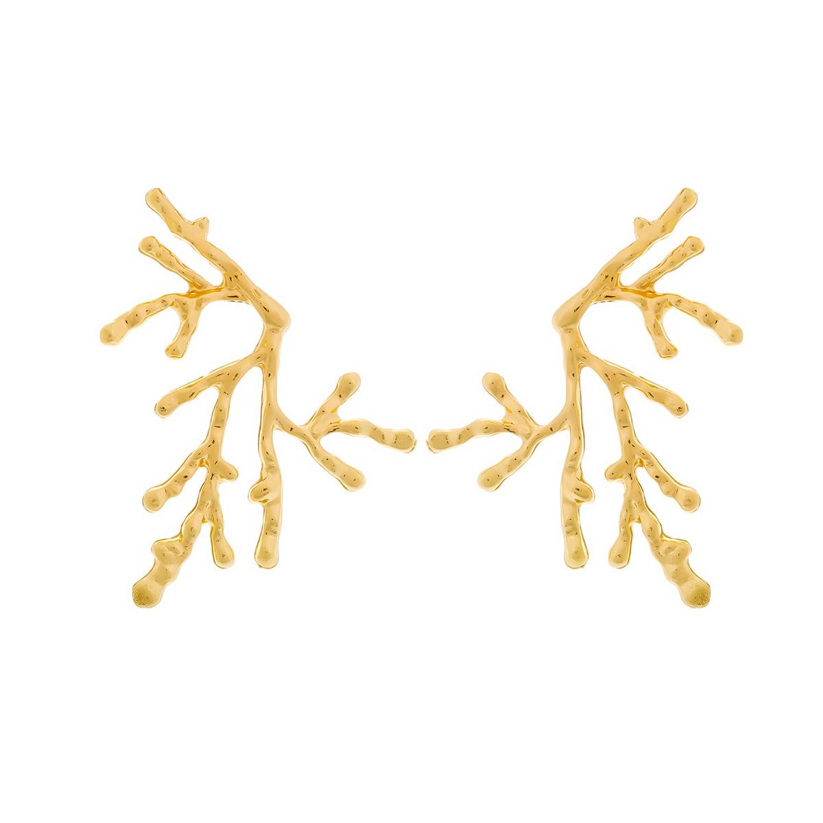 

DIGADAGU Alloy Asymmetric Coral Stud Earrings New Classic Vintage Earrings Women Party Zircon Accessories золотистий