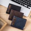 Nubuck Leather Men's Wallet Short Multifunctional Money Clip Fashion Leisure Purse With Iron Edge Card Drawer
