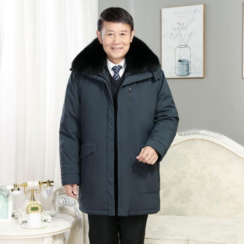 New Style Removable Down Jacket for Men, Medium and Long Daddy Style, Middle-aged and Elderly 405060-year-old Jacket