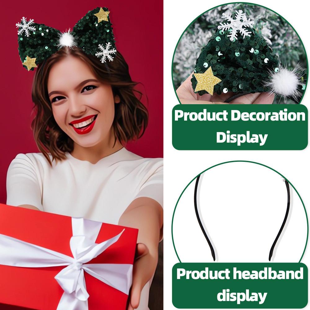 Charming Christmas Kids Headband With Colorful Shiny Sequins And Cute Bow For Celebrations Festive