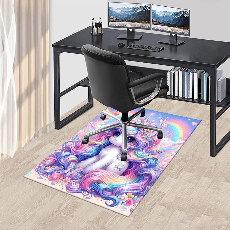 

1pc Rainbow Unicorn Chair Mat - Anime Cartoon Design, Non-Slip Carpet for Office Chairs, Festive Gift, Suitable for All Seasons.H093 60cm by 90cm