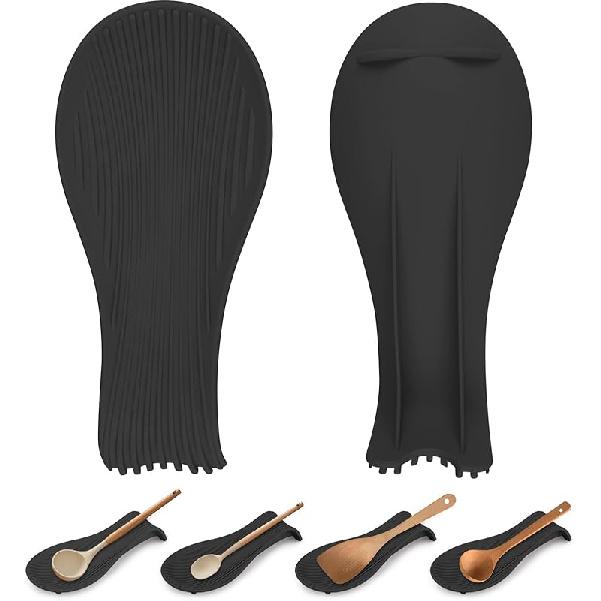Heat Resistant Silicone Spoon Rest, Non-Slip Spoon Holder for Kitchen Counter, Silicone Spoon Rest for Stove Top for Spoons, Spatulas, Ladles, Tongs