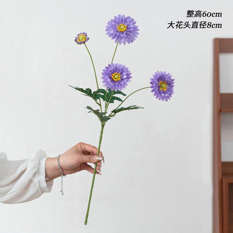 

Simulated Flower Single Branch Chrysanthemum Dahlia Home Furnishings Fake Flower Arrangement Floral Decoration Wedding Silk 1pc фиолетовый