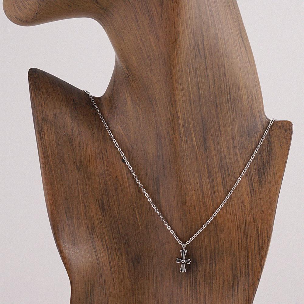 Jbans Classic Antique Cross Pendant Surgical Steel Chain Necklace (C2203-An710_Sv)
