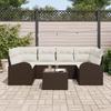 VidaXL 7-Piece Garden Sofa Set with Cushions Brown Poly Rattan 3345938