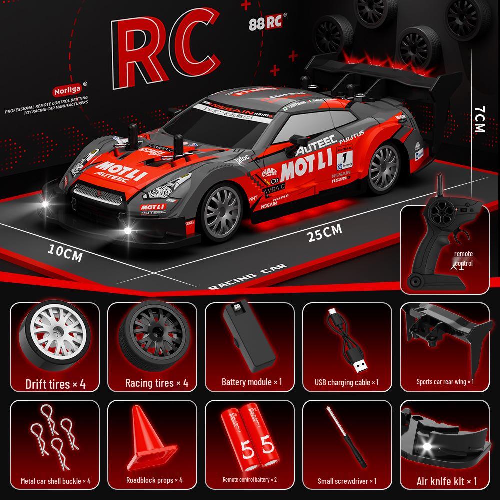 

2.4G RC Rechargeable High-Speed Drifting GTR Sports Car Model for Kids Standard