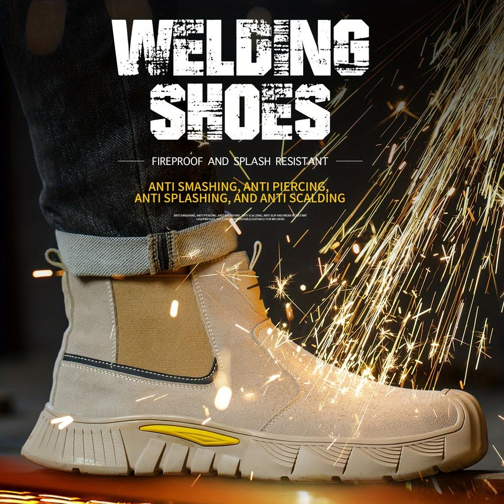 Steel Toe Anti-smash Anti-stabbing Wear-resistant Shoes Fireproof Flower Welder Men's Non-slip Boots Work Safety Shoes
