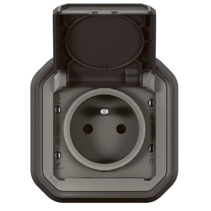 Prise de courant - Plexo - 069860L - 2P+T - Anthracite - IP55 IK08