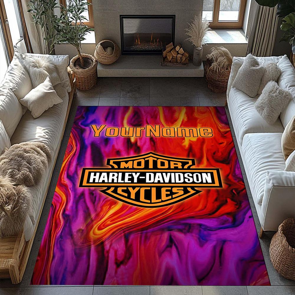 Harley-davidson Motorcycles Customize Text Carpet Design for Bedrooms Dormitory Game Room Decorate Room Antislip Carpet Office Home Decor