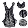 Kobiety Seksowna koronkowa bielizna sukienka Homewear Suknie nocne G String Set Bielizna nocna