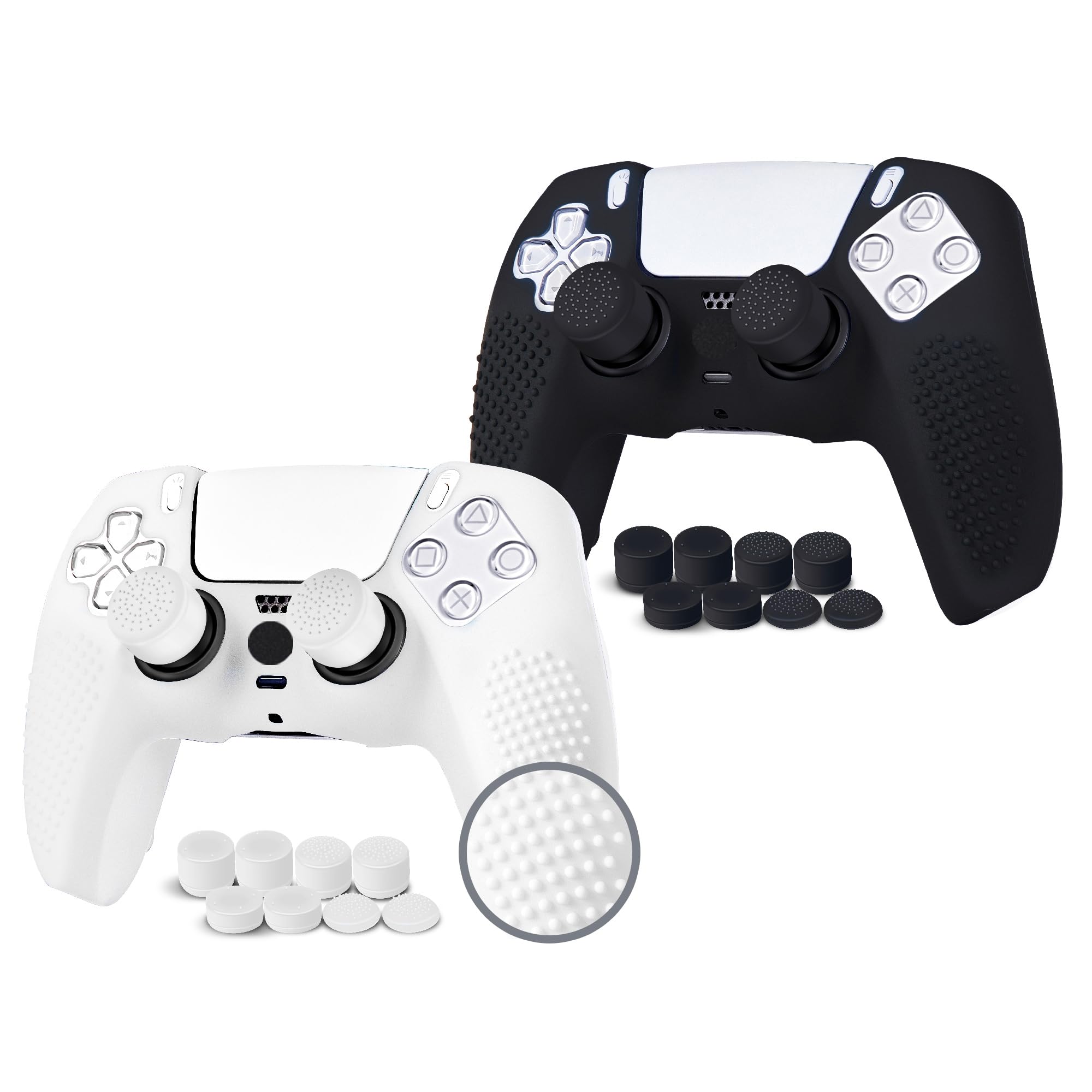 

JYXETOV PS5 Controller 1 Pieces Free 8 Button Silicone Charging with Original Suitable for Printing Cover, Piece/2 (28 Options), Caps, Protection,