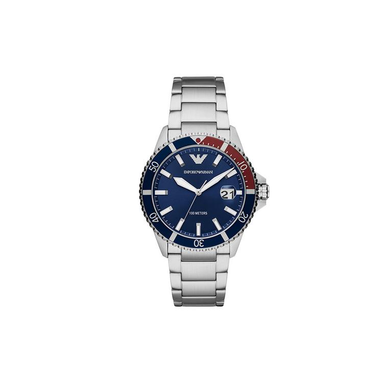 EMPORIO ARMANI Wrist Watch Quartz Movement Stainless Steel Strap Blue Dial Men s Watches AR11339 Silver Strap