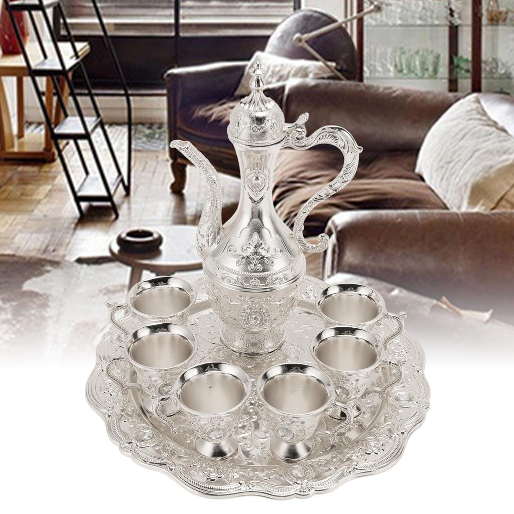 Sada Hrnečků na Víno ze Slitiny Nerezavějící Nádherná Dekorativní Vintage Sada Kávovarů na Čaj Domácí Večírek Svatba