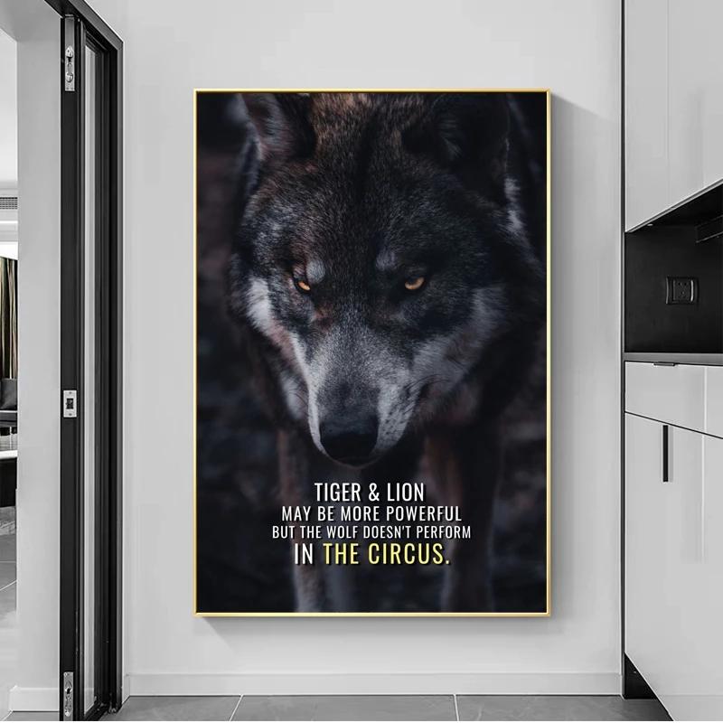 Animals Motivation Quote Art Posters and Prints On Canvas Painting Tiger Dog Wall Art Inspiration Pictures for Office Home Decor