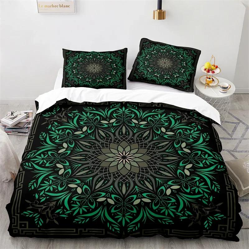 Psychedelic Mandala Duvet Cover Microfiber Bohemian Floral Bedding Set Twin Queen King For Kids Teen Boho Floral Comforter Cover