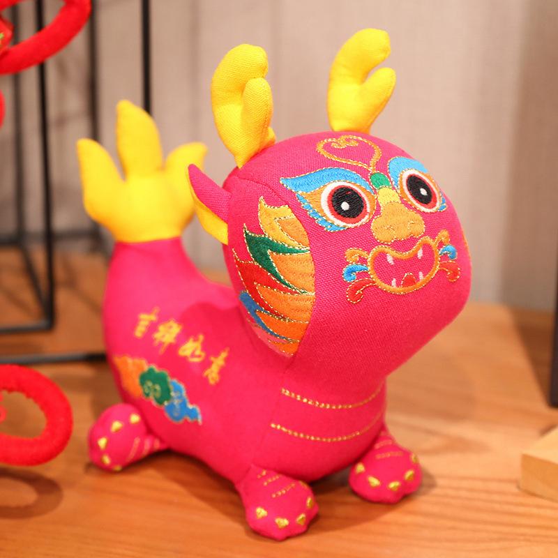 2024 Jahr des Drachen Maskottchen Plüschtier Leinen Wufu Drachenpuppe Tierkreis Jahr des Drachen Puppe Firmeneröffnungsgeschenke