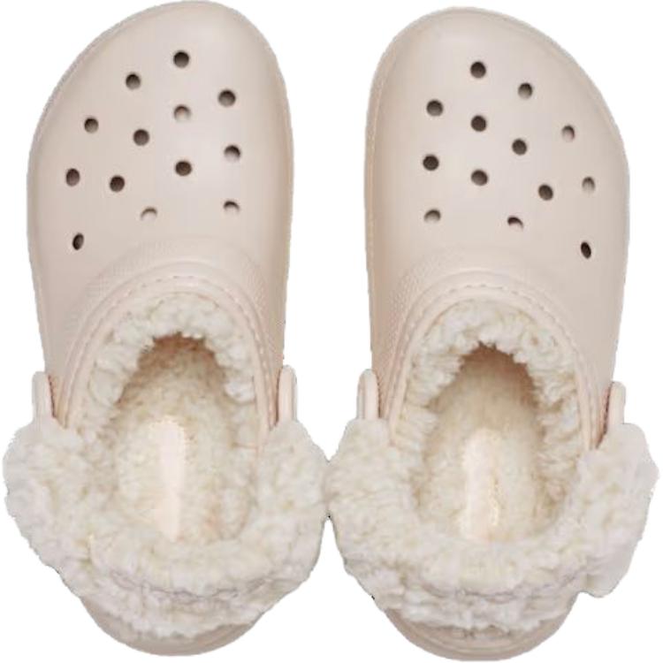 Crocs Kinder Klassische Fleecegefütterte Clogs Bequem Vielseitig Warm Stützend Kinder Clogs Beige 212856-6UR