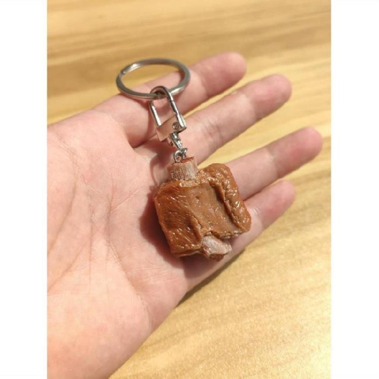 Fashionable Keyring Pork Rib Pendant Keychain Simulated Food Keyrings Jewelry