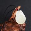 White Ice Fu Character Pendant - Natural Water Jade Necklace, Ping An Jewelry, Jade Pendant Sweater Chain